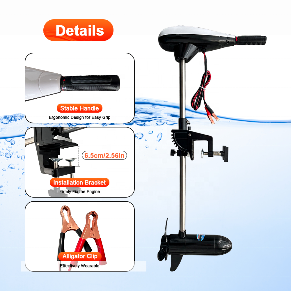 34lb 12v Thrust Outboard Engine Electric Trolling Motor Brush Motor Three Blades of Propeller Screw for Boat