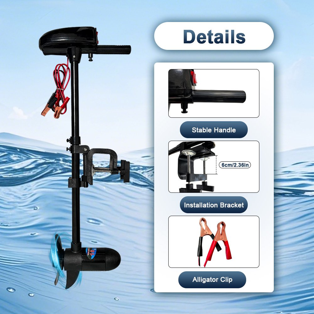 12V 18LB Electric Trolling Motor Outboard Engine for Inflatable Fishing Boats Rowing Kayaks