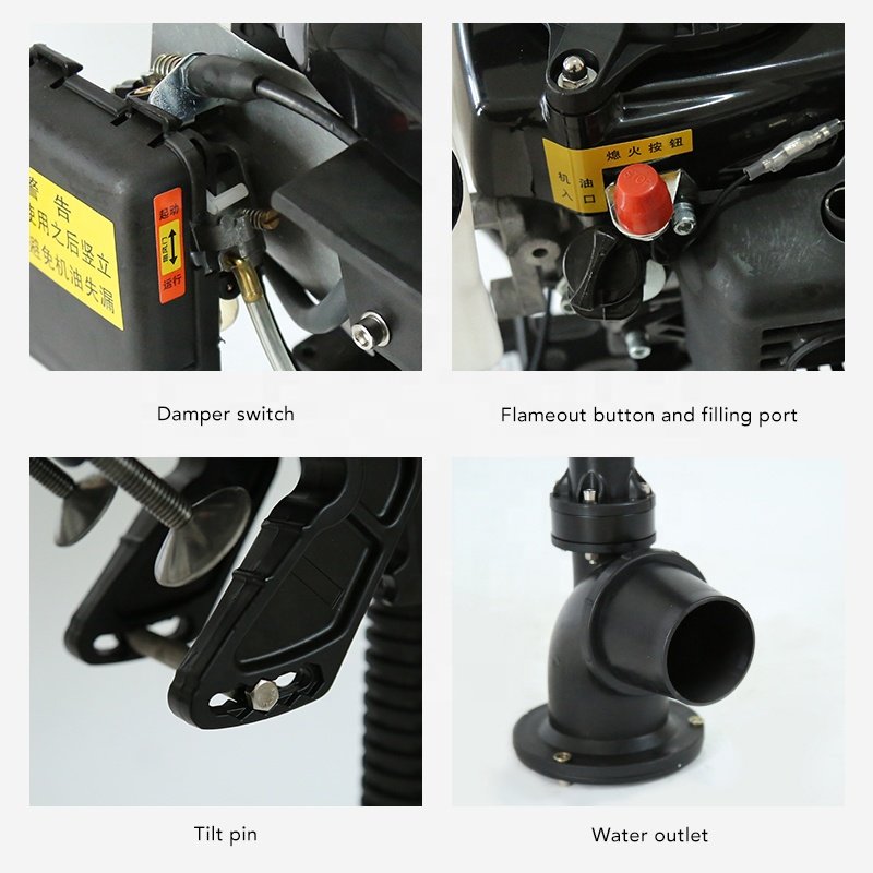 Hangkai 4 Stroke 4hp Wind Cooled Marine Motor Outboard Motor Marine Boat Engine 4Stroke for Rowing Boats Pontoon Boat