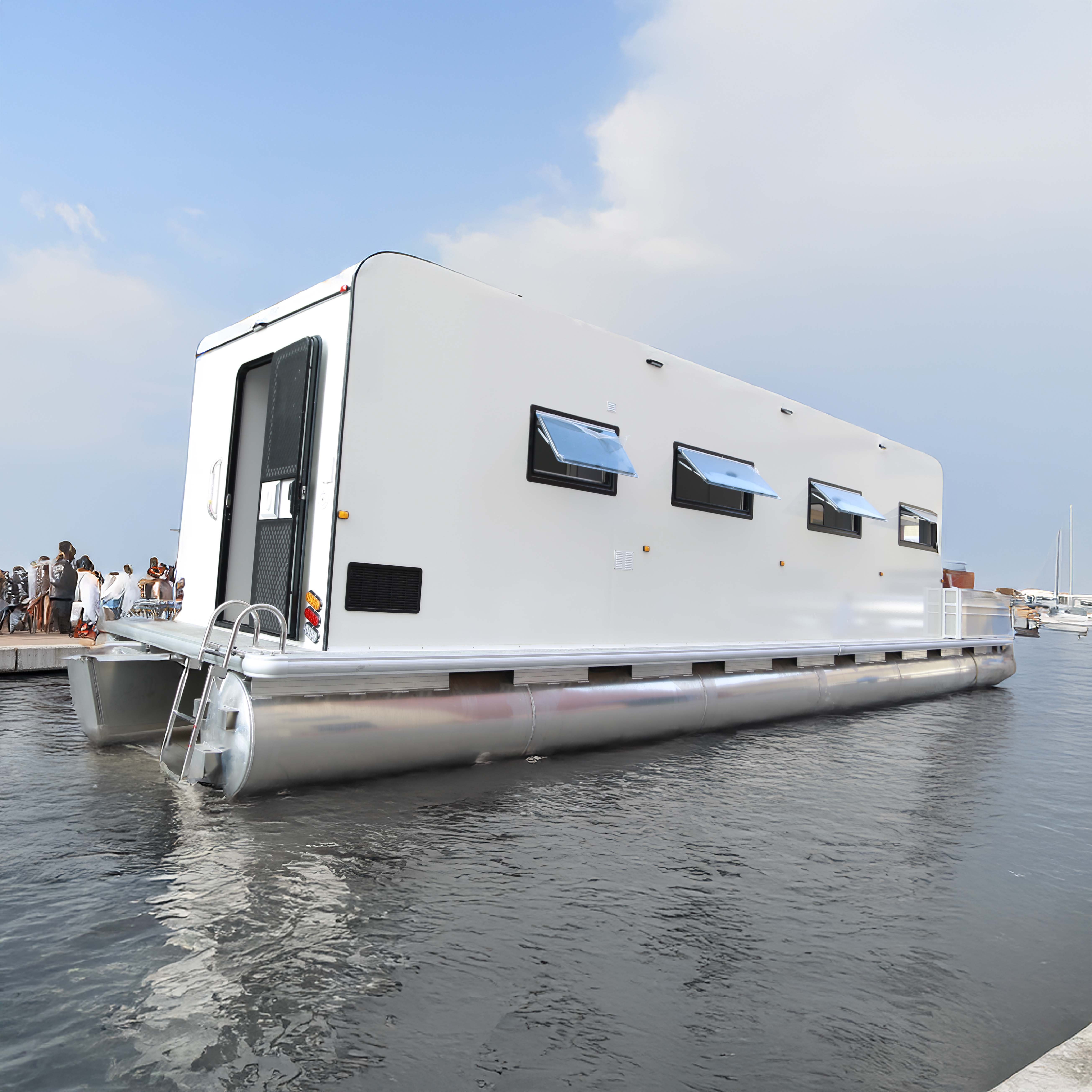 Boats Manufacturers Wholesale Aluminum Party Boat Luxury Pontoon House Boat with Slide and Cabin House Cruiser