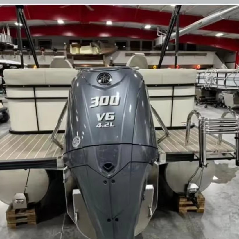 2025 Allhouse 21ft 6.4m Aluminum Luxury Pontoon Boat Customizable Design Style LED Fishing Boat Outboard Engine Double Floating