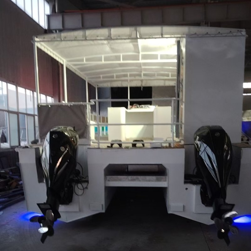 High-Quality Luxury Floating Aluminium Catamaran Pontoon Yacht Boat New Manufacturer Design with Outboard Engine for Sale