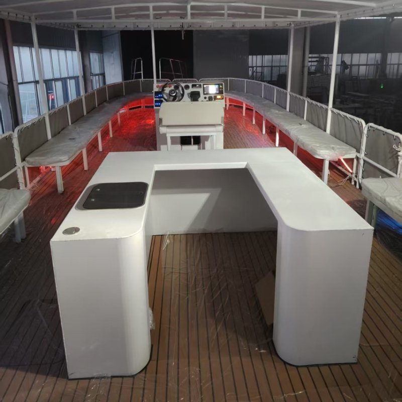 High-Quality Luxury Floating Aluminium Catamaran Pontoon Yacht Boat New Manufacturer Design with Outboard Engine for Sale
