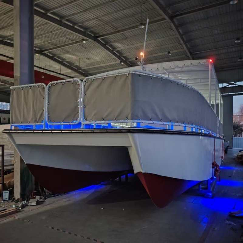 High-Quality Luxury Floating Aluminium Catamaran Pontoon Yacht Boat New Manufacturer Design with Outboard Engine for Sale