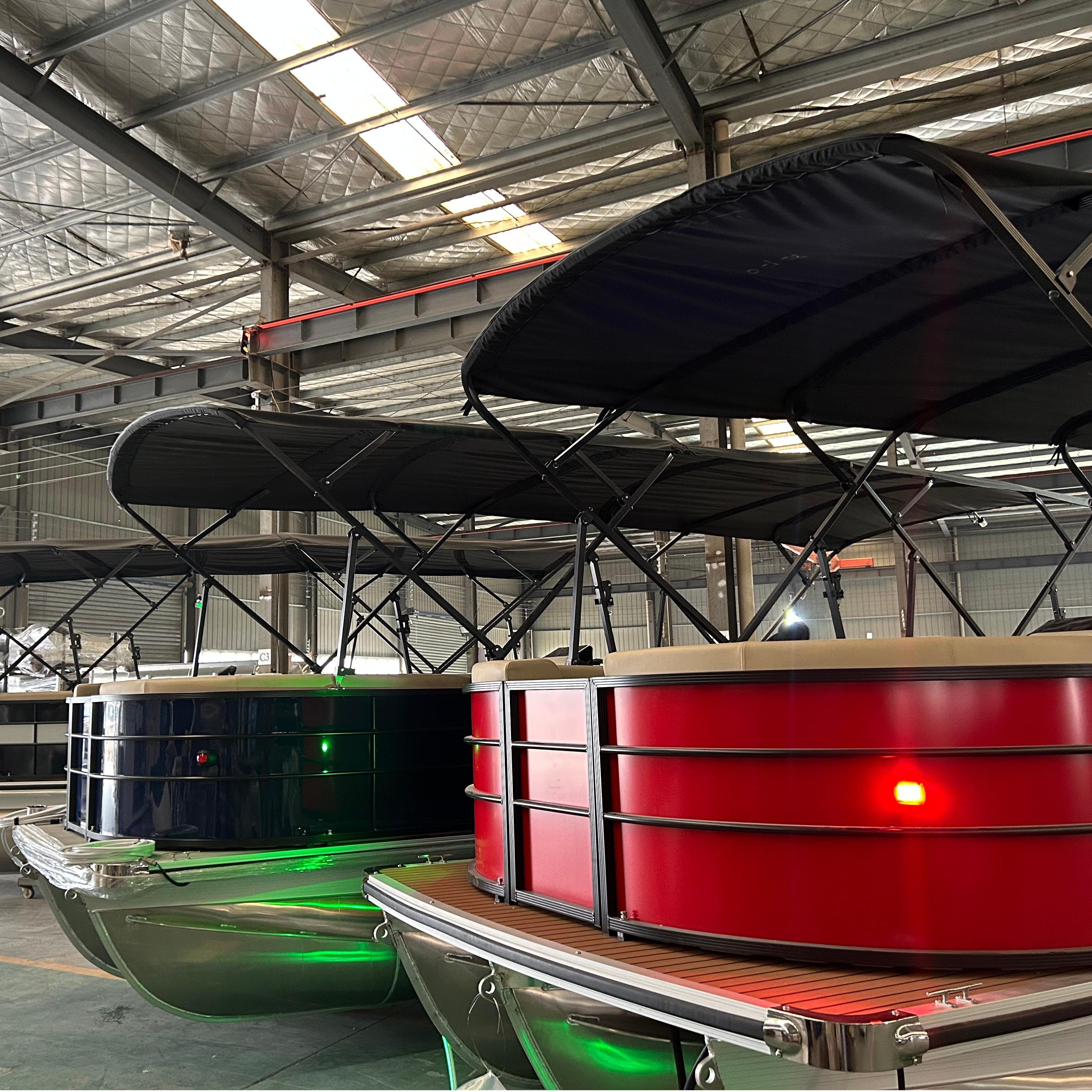 Customized 15ft Luxury Aluminum Speed Pontoon Boat Outboard Engine for Family Fishing Cruising Sports Leisure Water