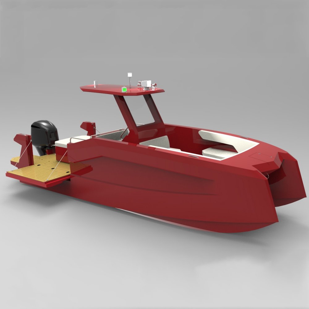 24FT Aluminum Twin Hull Electric Catamaran Yacht Hard-Top Sailboat with Sunbed Outboard Engine For Sale