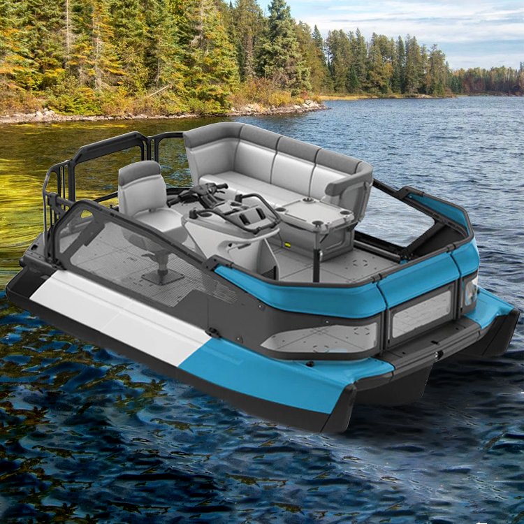 2025 New Aluminum High-Speed Family Fishing Boat Rescue Small Pontoon Outdoor Activity Welded Workmanship Engine Combo Included
