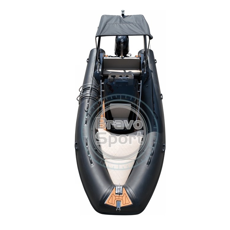 20ft Black Bateau Semi Rigide 5.8m RIB Boat Deep-V Fiberglass Floor Inflatable Boat with Engine