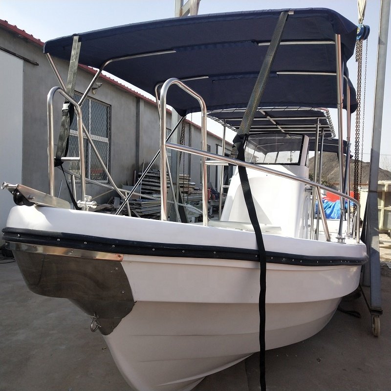 Grandsea 26ft Sailing Yacht FRP Long Fishing Panga Boat with Outboard Engine Fiberglass Hull for Passenger Vessels