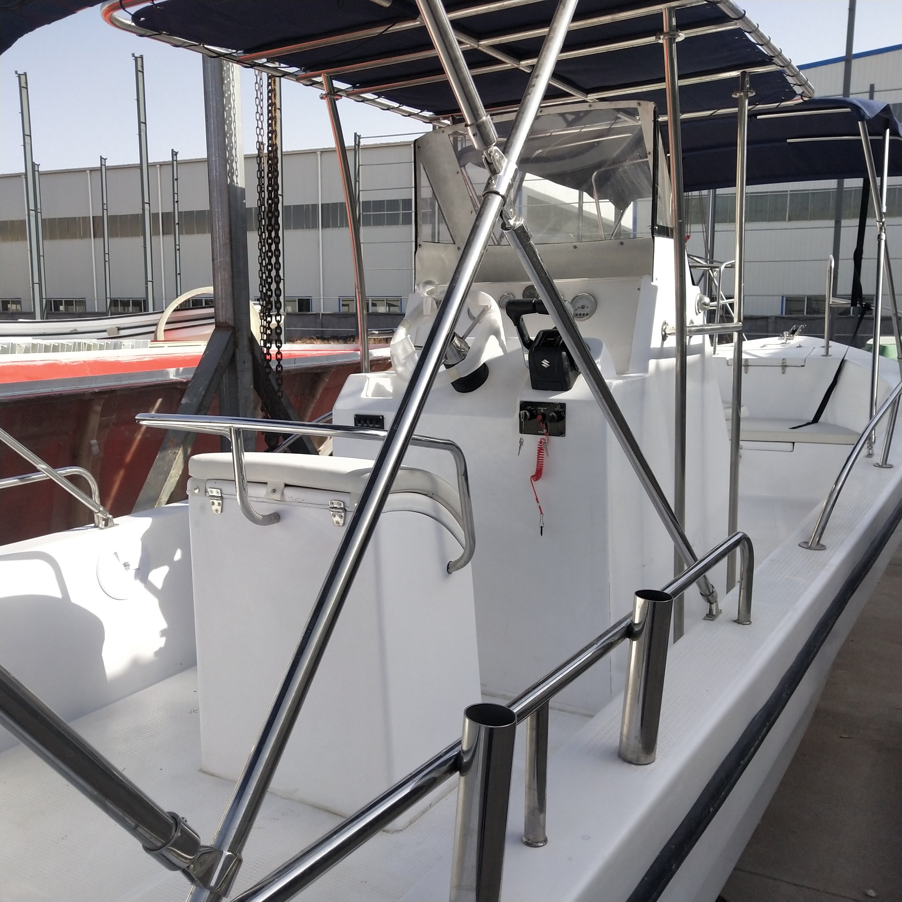 Grandsea 26ft Sailing Yacht FRP Long Fishing Panga Boat with Outboard Engine Fiberglass Hull for Passenger Vessels