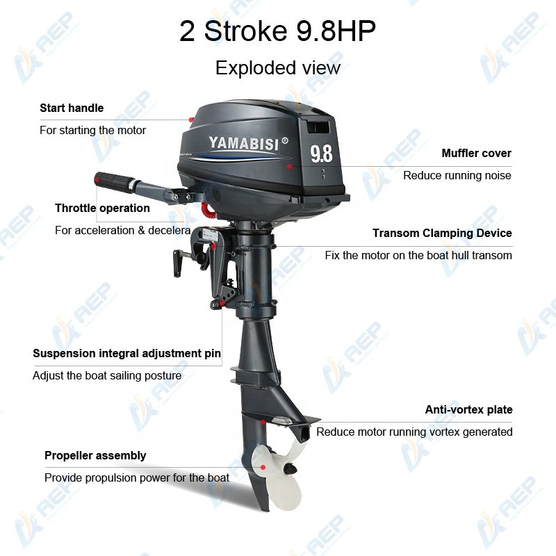 YAMABISI 2 Stroke 9.8hp Outboard Motor Outboard Engine Boat Engine T9.8