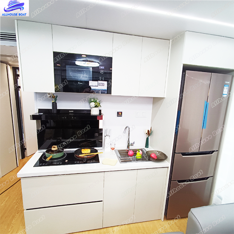 Luxury Aluminum Pontoon Houseboat for Sale New Design Luxury Yacht for Sightseeing Water Floating Hotel with Outboard Engine