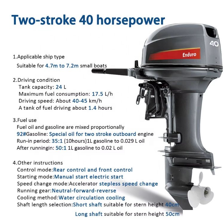 40hp Water Cooling 2 Stroke Outboard Motors T40 Gasoline Outboard Engine Boat Motor