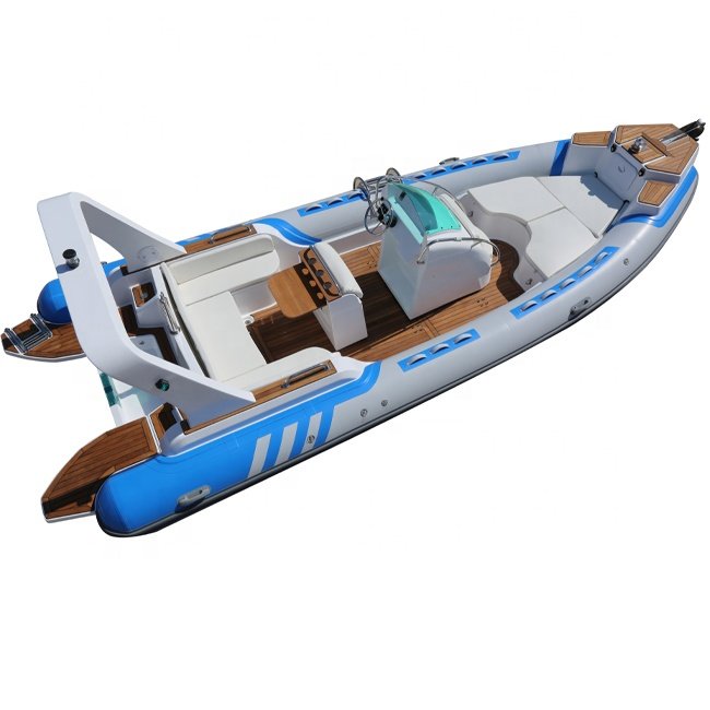 Luxury 23.3ft RIB Hypalon Inflatable Fishing Boat 200HP Engine New Model Fiberglass PVC Material Outdoor Power Rowing Sale Italy