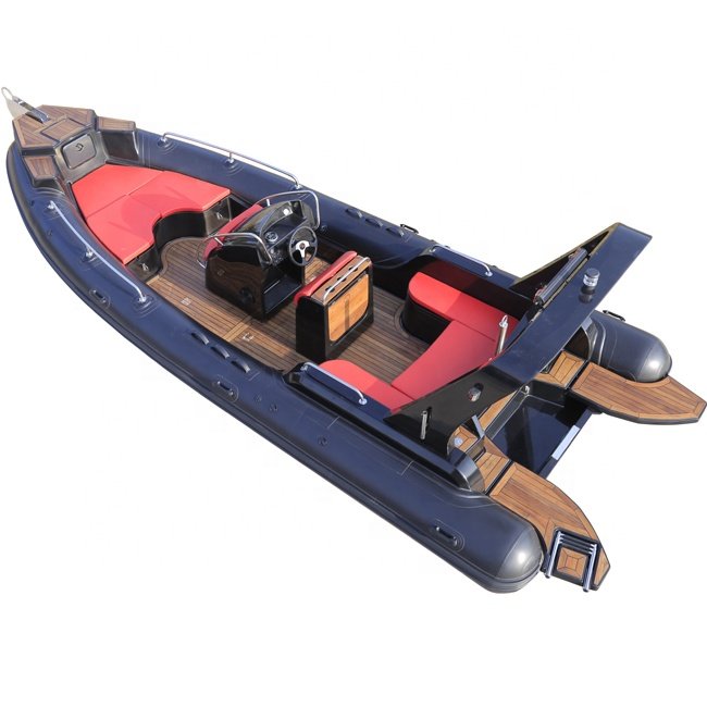 Luxury 23.3ft RIB Hypalon Inflatable Fishing Boat 200HP Engine New Model Fiberglass PVC Material Outdoor Power Rowing Sale Italy
