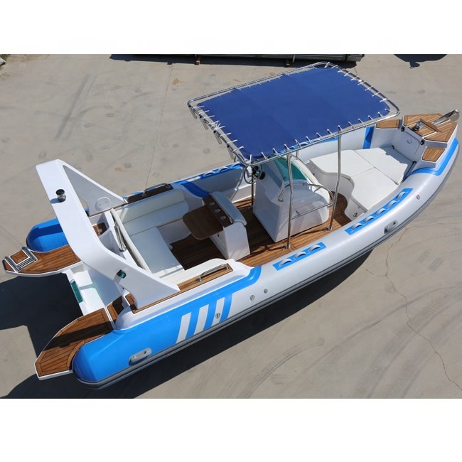 Luxury 23.3ft RIB Hypalon Inflatable Fishing Boat 200HP Engine New Model Fiberglass PVC Material Outdoor Power Rowing Sale Italy