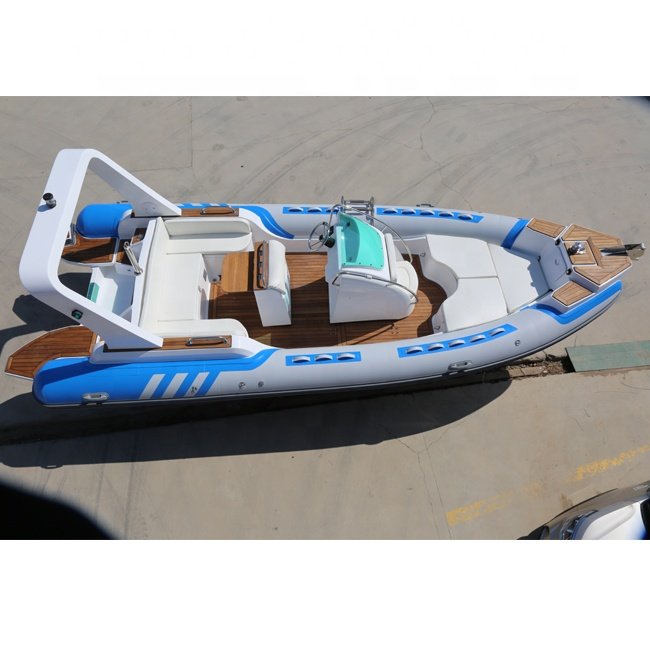 Luxury 23.3ft RIB Hypalon Inflatable Fishing Boat 200HP Engine New Model Fiberglass PVC Material Outdoor Power Rowing Sale Italy