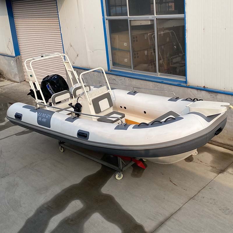 Luxury Sport Rowing Rigid Inflatable Boat 480 Hypalon Rib Aluminum Outboard Engine Fishing Lake Outdoor Activities