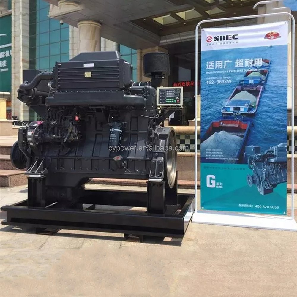 China Manufacturer in Stock SDEC 1800rpm Rated Speed Turbocharged 330kw Inboard Water Ship Jet Boat Marine Engine