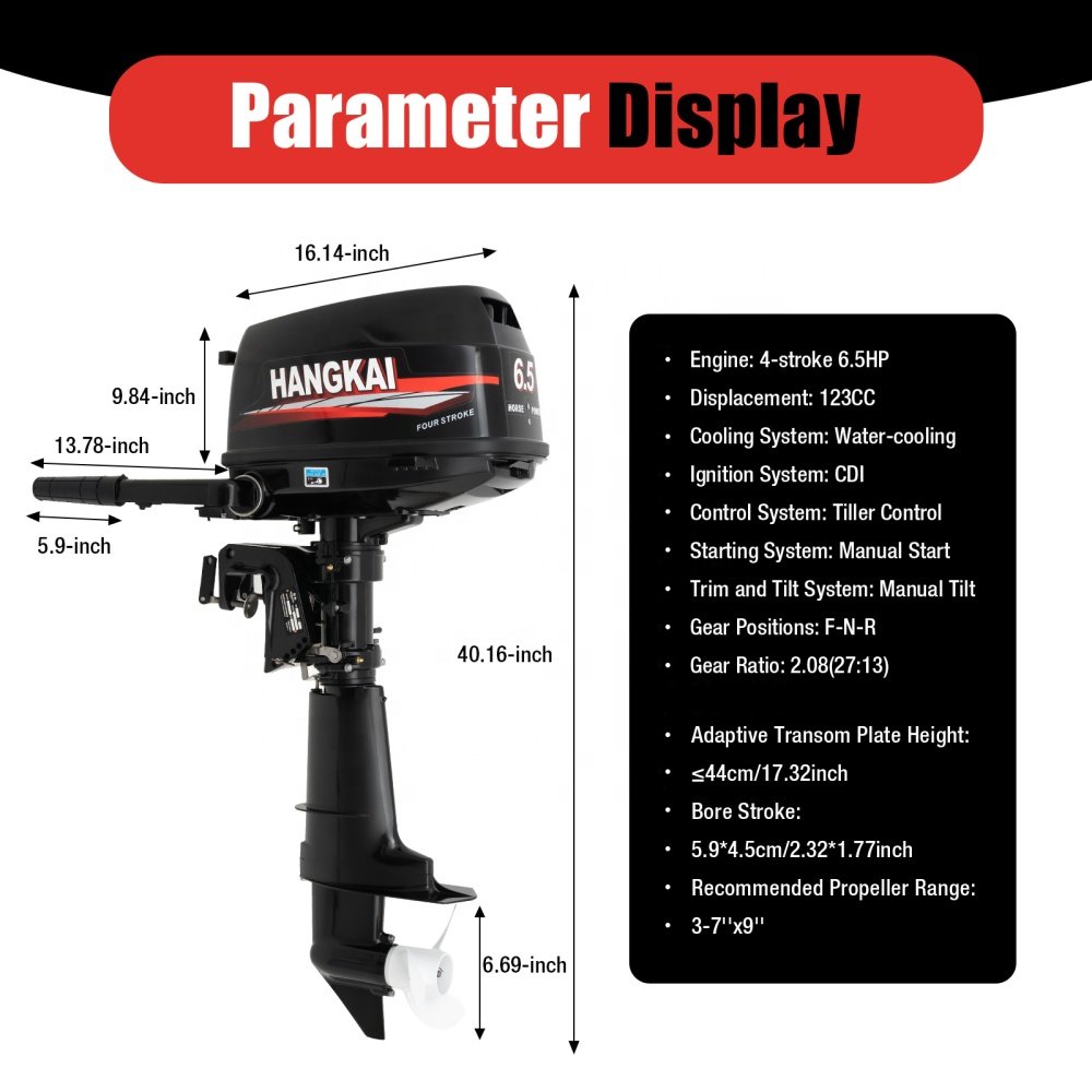HANGKAI 6.5HP 4-Stroke 123CC Outboard Motor Inflatable Fishing Boat Engine Water Cooling System Motor Fuera De Borda