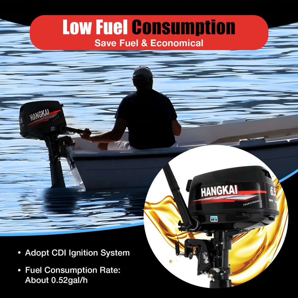 HANGKAI 6.5HP 4-Stroke 123CC Outboard Motor Inflatable Fishing Boat Engine Water Cooling System Motor Fuera De Borda