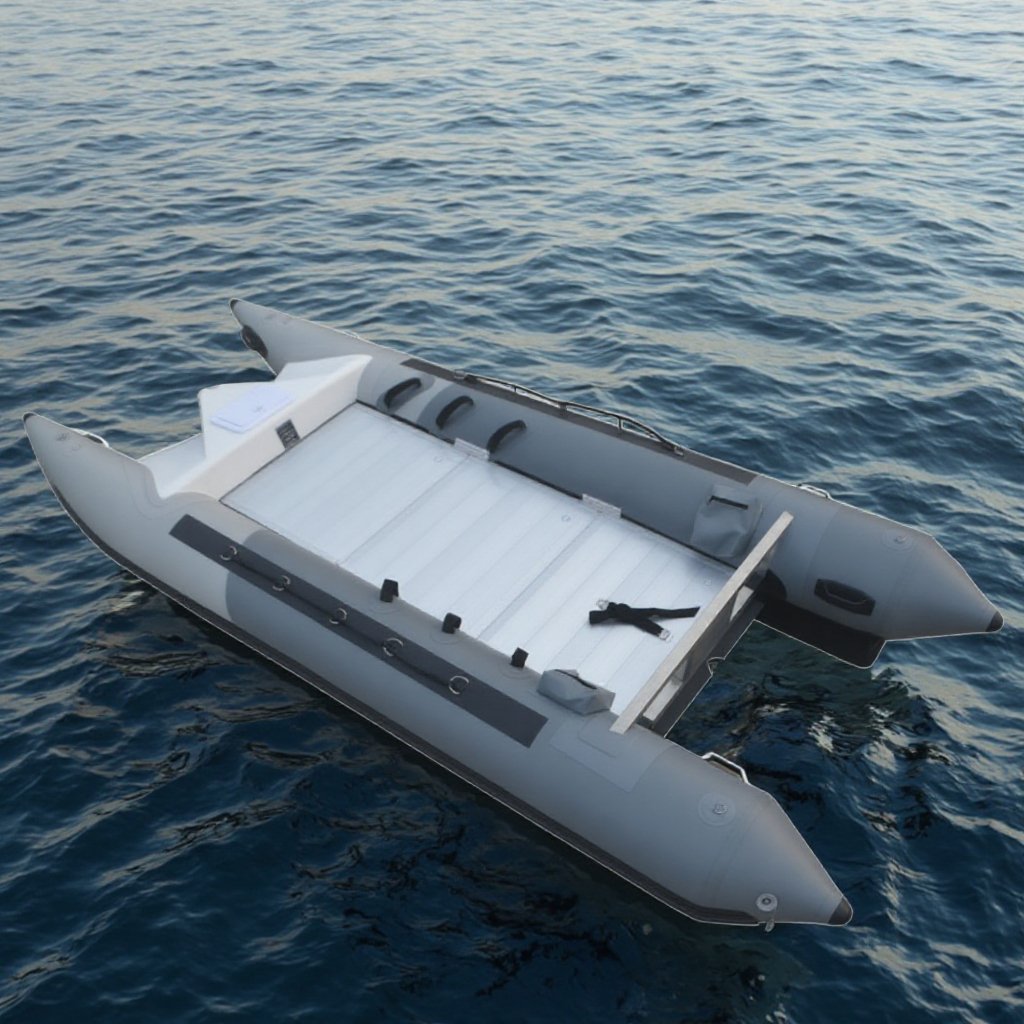 2024 CE Korea Zapcat 4.3m Aluminum Inflatable Catamaran Boat Steel Floor Fishing Diving Offered Engine PVC Aluminum Floor Sport