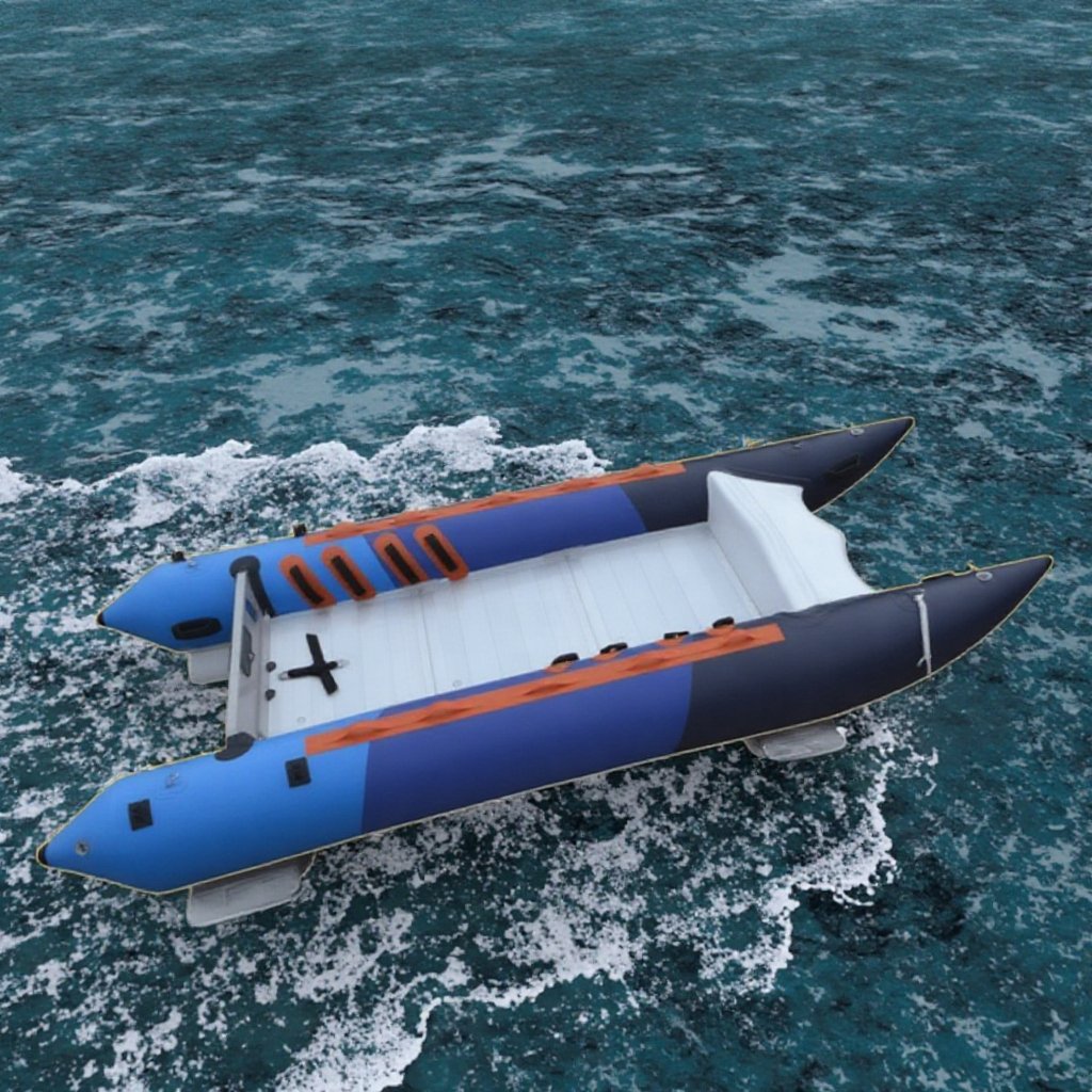 2024 CE Korea Zapcat 4.3m Aluminum Inflatable Catamaran Boat Steel Floor Fishing Diving Offered Engine PVC Aluminum Floor Sport