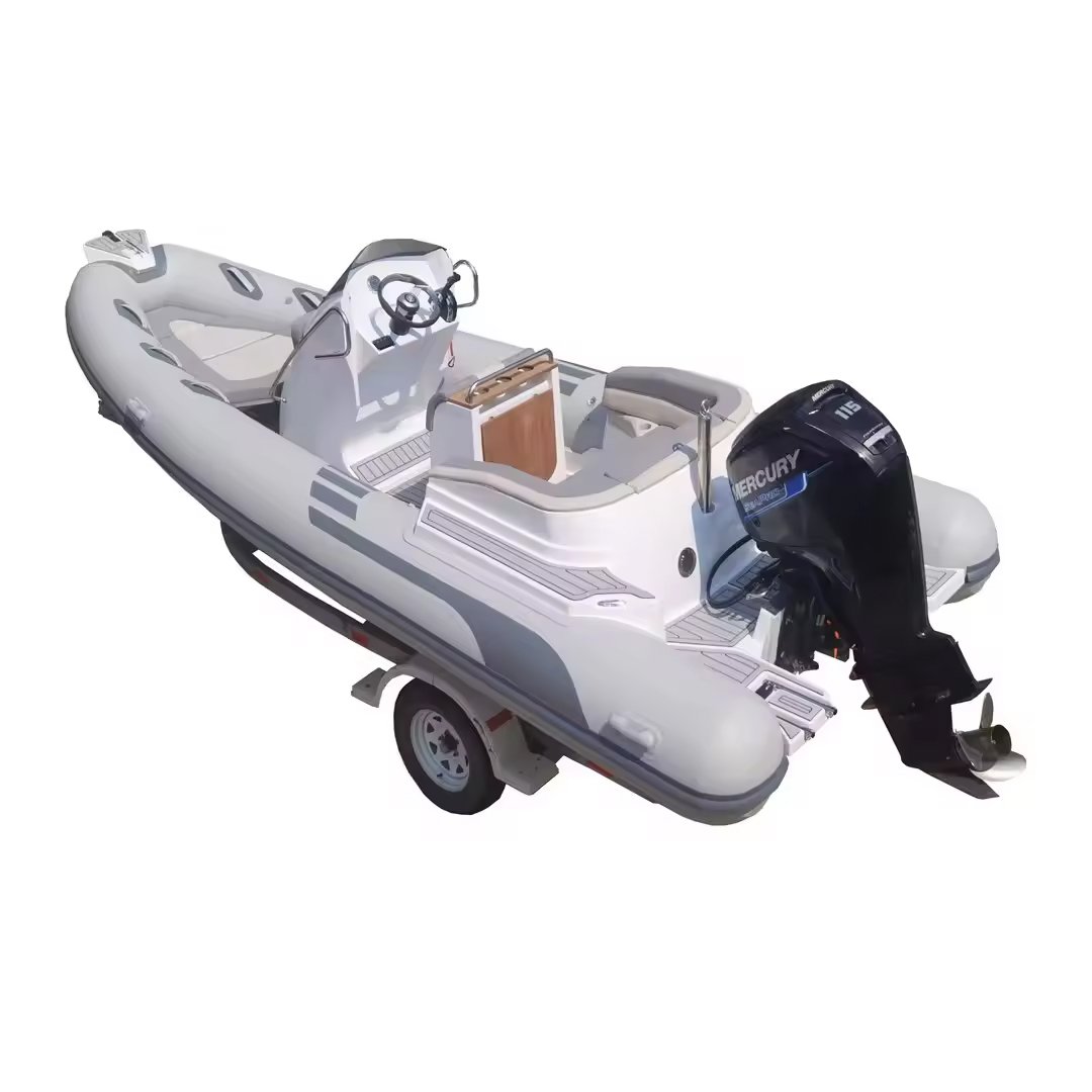 2024 Luxury Sport Model RIB580 19ft RIB Fiberglass Hull Hypalon Orca PVC Inflatable Boat with Outboard Engine for Lake Use