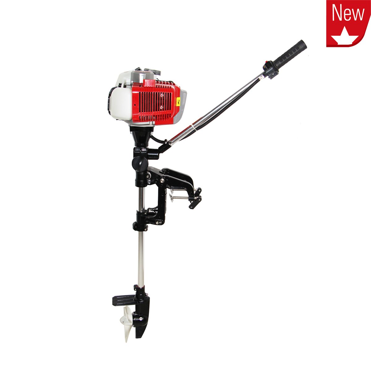 1HP Gasoline Boat Engine Four Stroke Outboard Motor on Boat