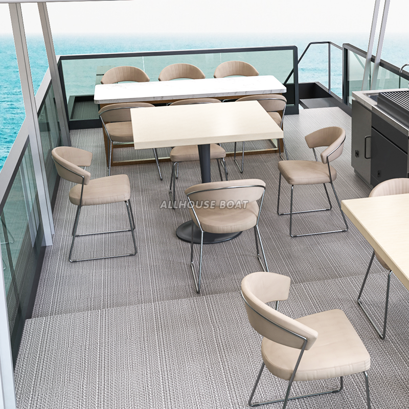 Allhouse Luxury Modern Sailing Yacht Aluminum Water Floating Restaurant Hotel Sea House Outboard Engine for River Usage