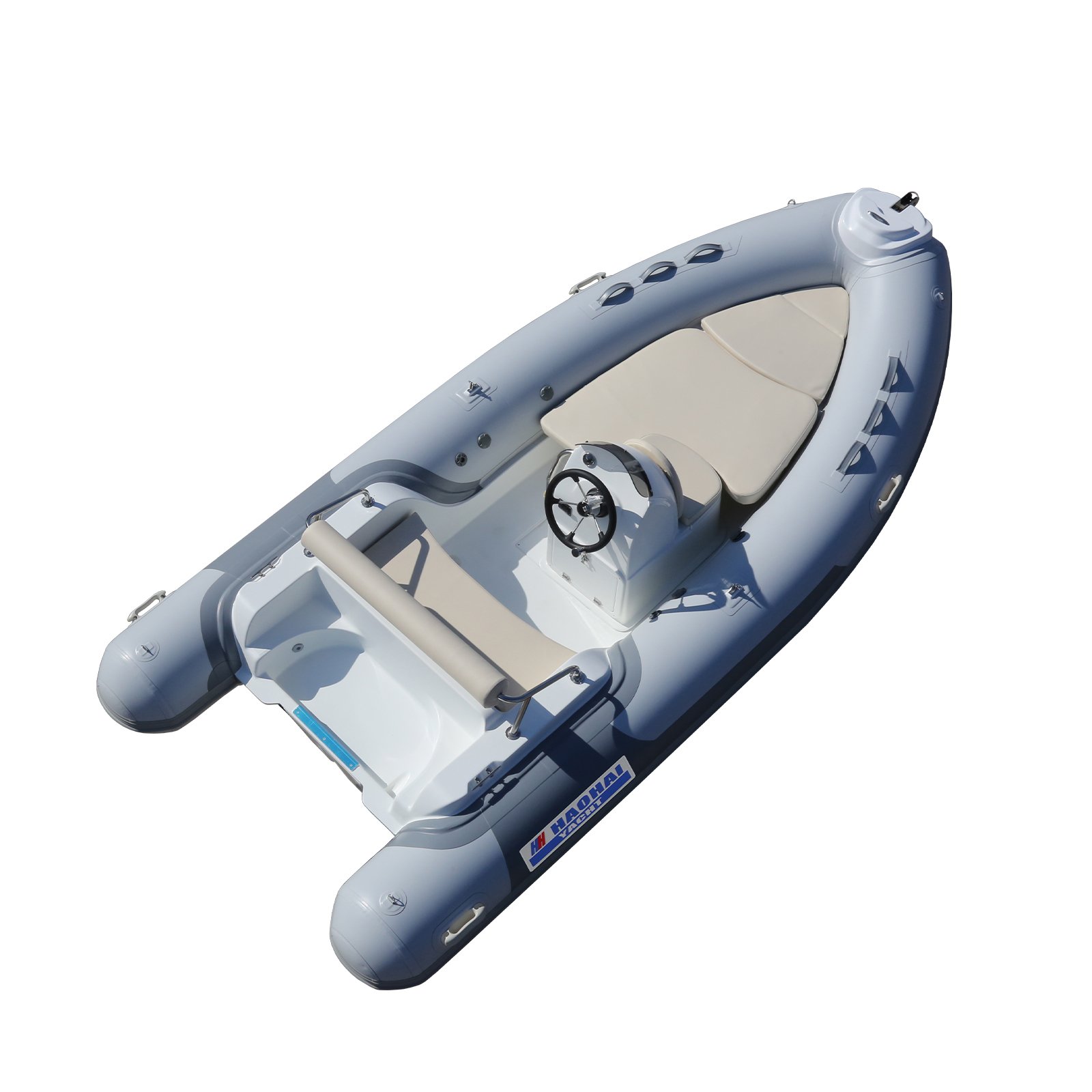 14.1FT 4.3m Fast Speed Fiberglass Inflatable Fishing Rib Boat with Outboard Engine Front Cabin Rowing Features