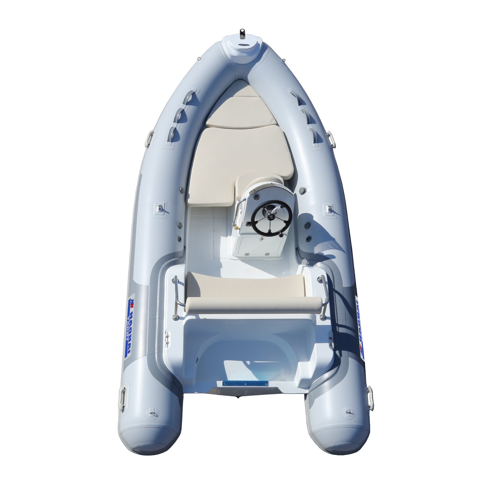 14.1FT 4.3m Fast Speed Fiberglass Inflatable Fishing Rib Boat with Outboard Engine Front Cabin Rowing Features