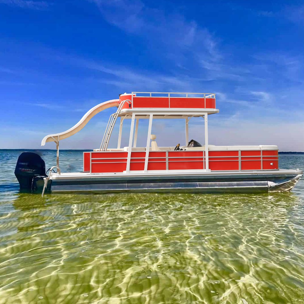 Kinocean 25ft Double Decker Aluminium Electric Speed Boat New Leisure Rowing Pontoon Fishing Outboard Engine for Family Summer