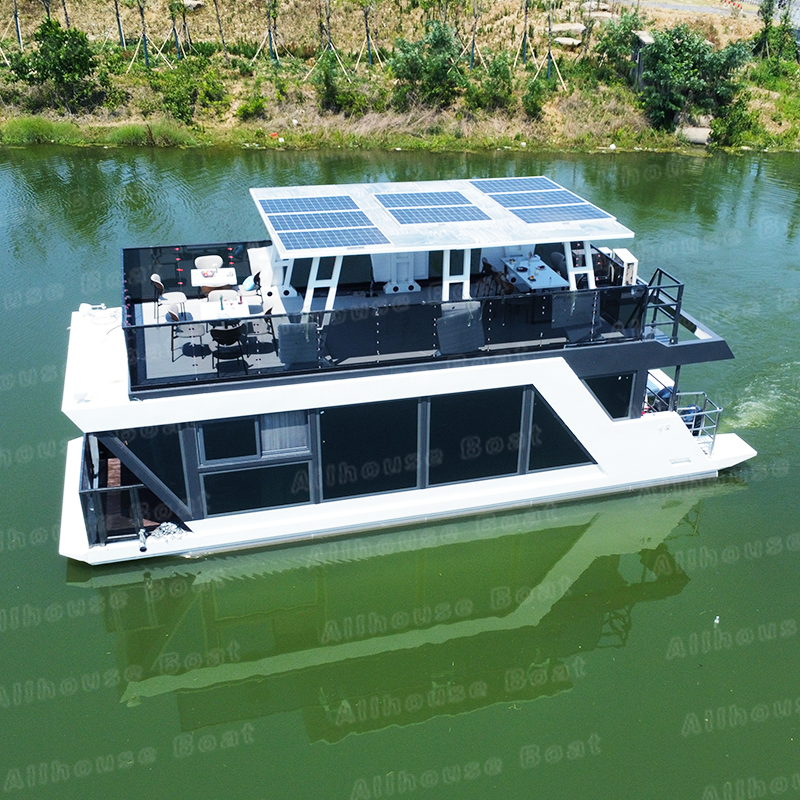 Allhouse Aluminium Pontoon Boat with 150HP Yamaha Engine Floating House Boat Yacht
