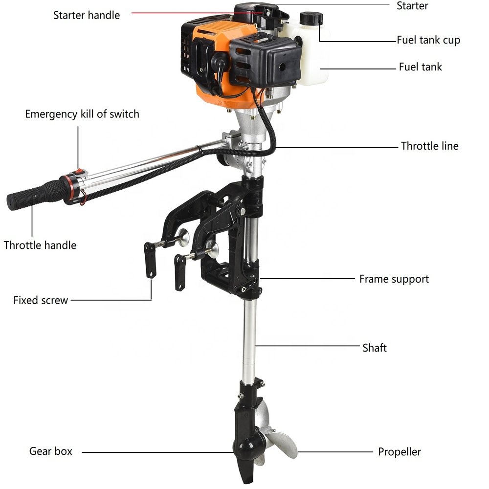 Gasoline Air-cooled 2.5HP Outboard Motor for Fishing Boat 2 Stroke Engine