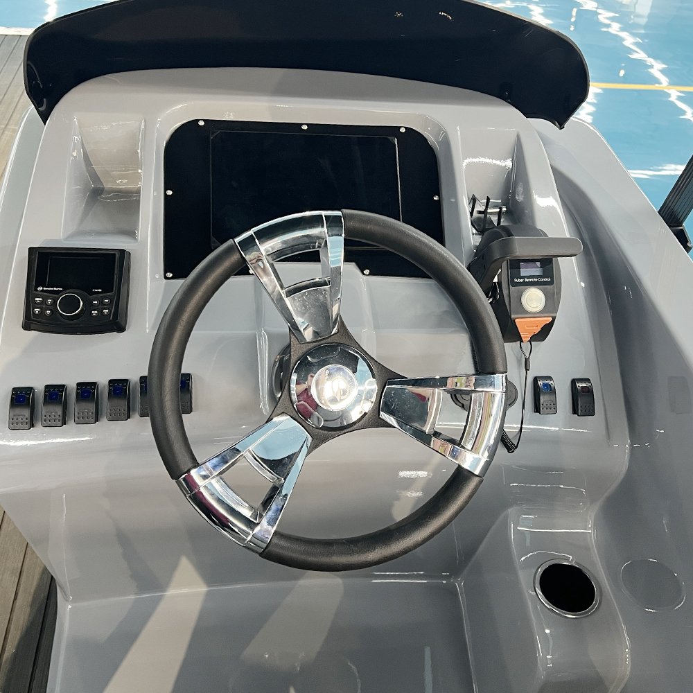 16FT Aluminum Pontoon Sailing Yacht Commercial Small Fishing Boat with Electric Outboard Engine