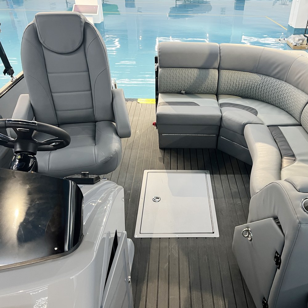 16FT Aluminum Pontoon Sailing Yacht Commercial Small Fishing Boat with Electric Outboard Engine