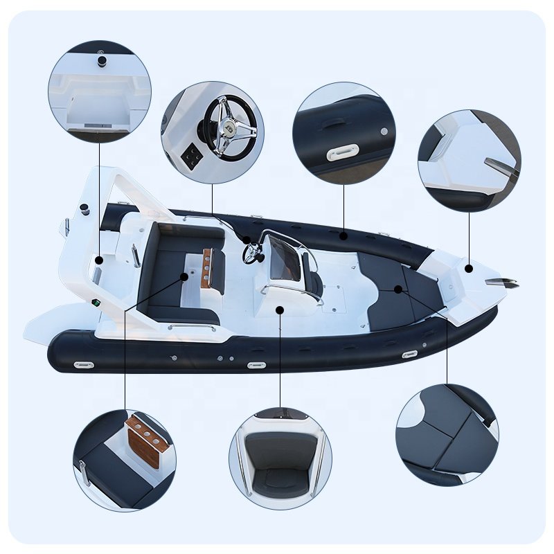 New Arrival CE 7m 23.3ft Luxury RIB Hypalon Inflatable Fishing Rowing Boat with 200HP Engine Rib Boat Inflatable for Ocear Water