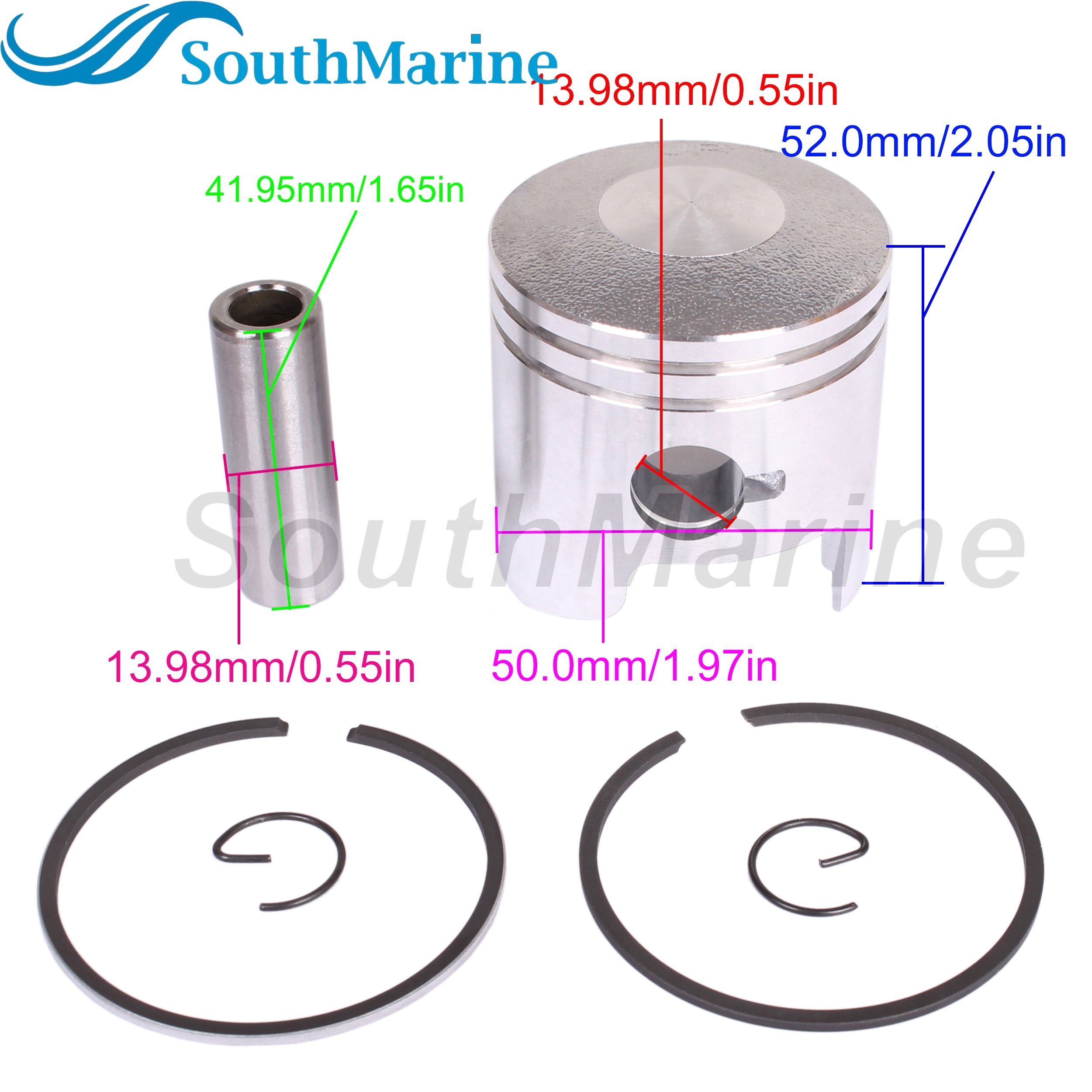 Boat Engine 3B2-00001-1/0 3B2000011M/0M STD Piston Set 3B2-00011-0 Ring or Tohatsu Nissan 6HP 8HP 9.8HP/ 804886 for Mercury