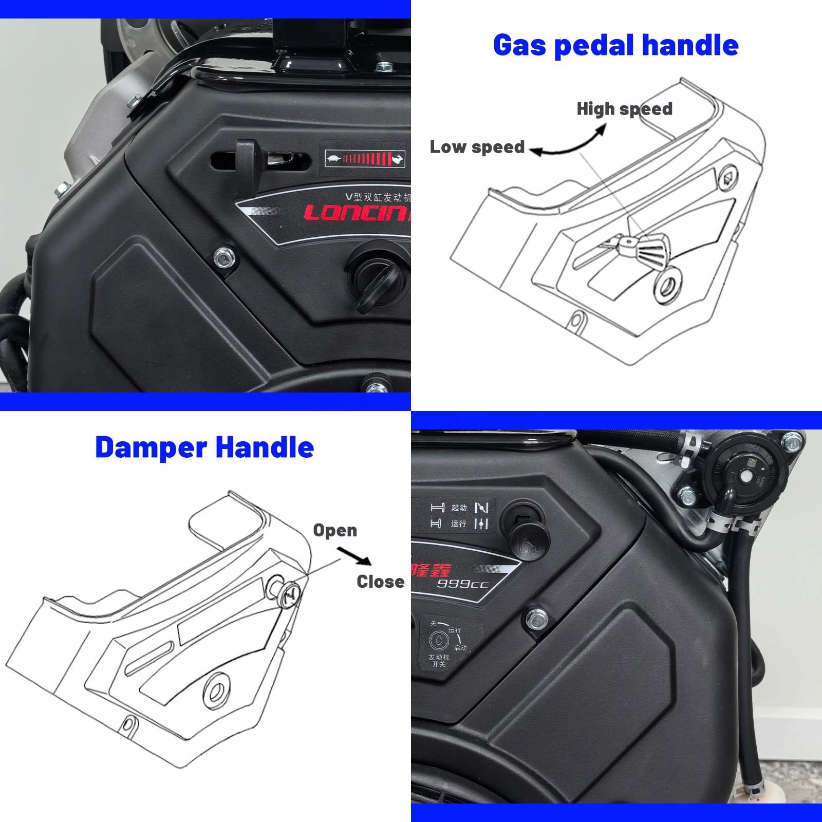 L0cin 27HP/764CC 4-Stroke Gasoline Engine Twin Cylinder Industry LC2V80 OHV Low Fuel Consumption Boat Motor Core