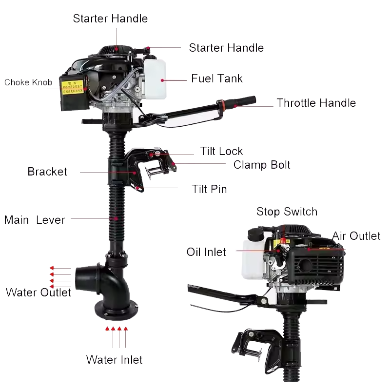 HangKai 4stroke Gasoline Outboard Engine air Cooled Fish Boat Water Jet Engine Boat Outboard Engine