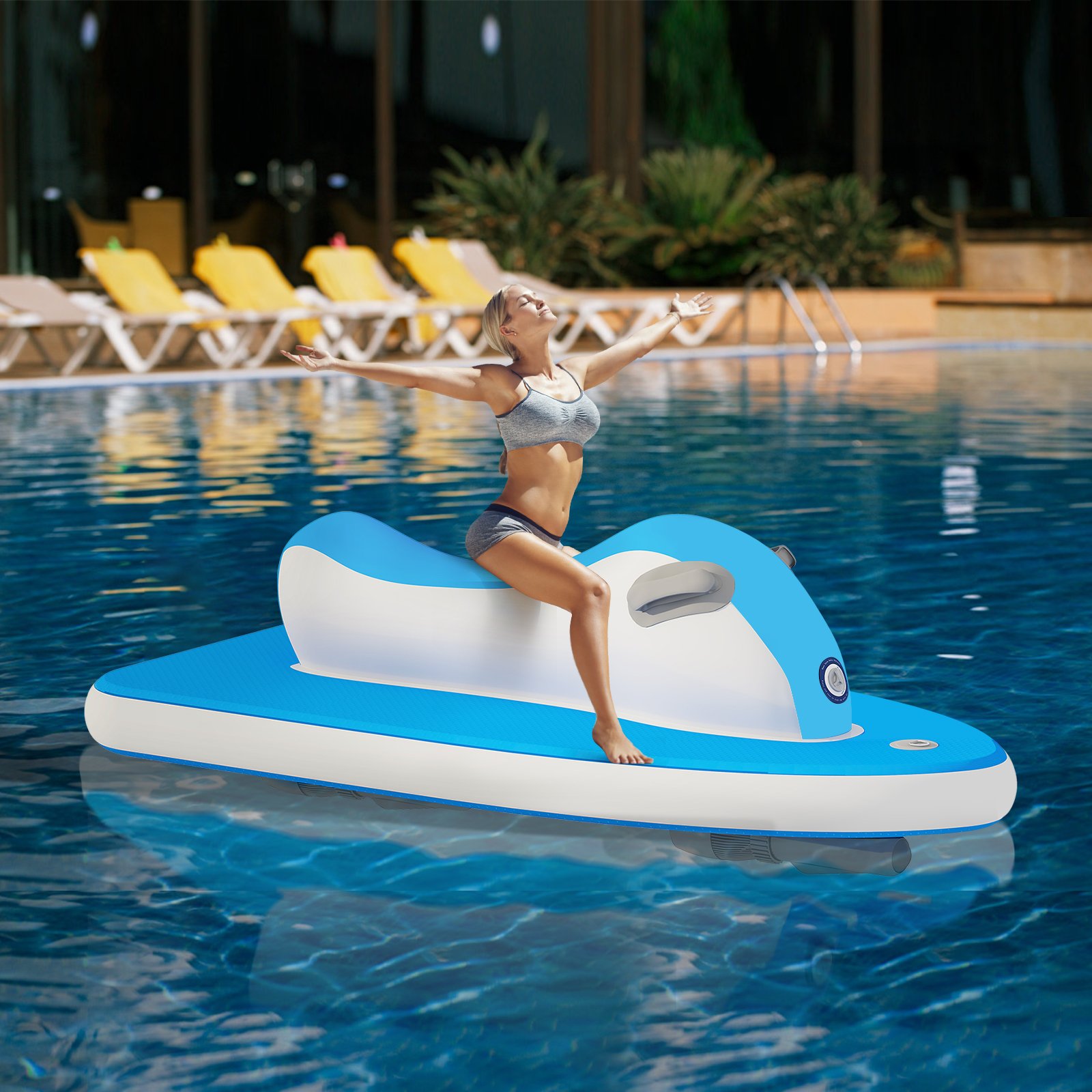Drop Stitch Inflatable Cruiser Motorbike With Power Inflatable Jet Ski Boat With Motor for Kids and Adults Play Water and Snow