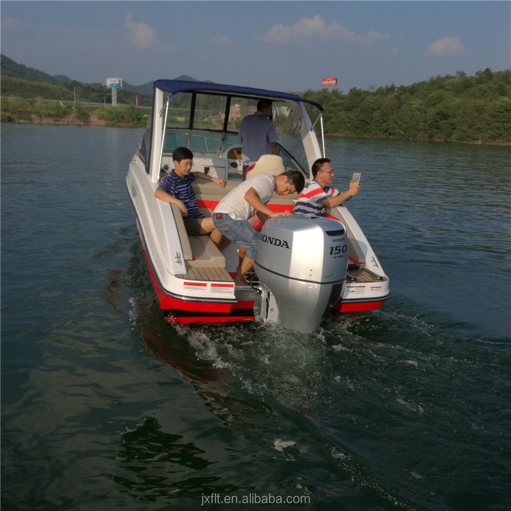 Luxury C-inshore 8-People 7.3M Fiberglass 24ft Mini Yacht Outboard Engine Speed Boat for Sale CE OEM&ODM