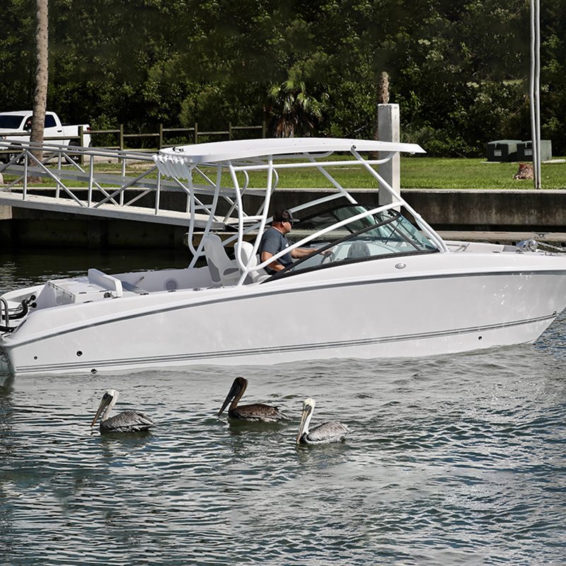 Kinocean 7.3 Meters 8-Man Twin Hull Dual Center Console Luxury Fiberglass Speed Boat Fishing Outboard Engine Combo Set Divers