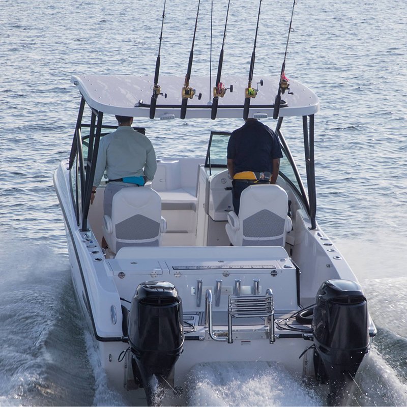 Kinocean 7.3 Meters 8-Man Twin Hull Dual Center Console Luxury Fiberglass Speed Boat Fishing Outboard Engine Combo Set Divers