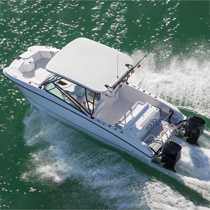 Kinocean 7.3 Meters 8-Man Twin Hull Dual Center Console Luxury Fiberglass Speed Boat Fishing Outboard Engine Combo Set Divers