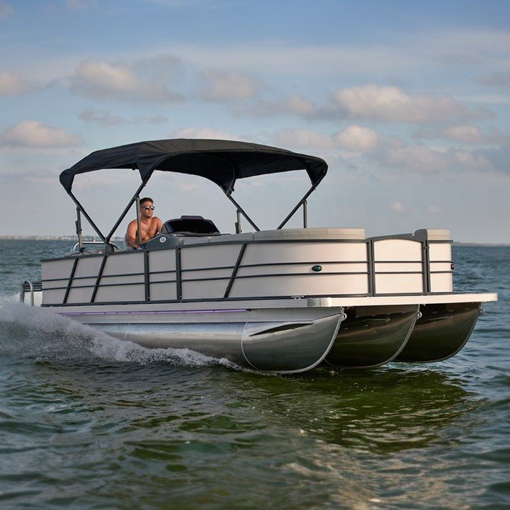 7.6m/25ft Luxury Aluminium Boat with Outboard Engine Electric Sport Pontoon Boat for Fishing Family Parties Leisure Outdoors