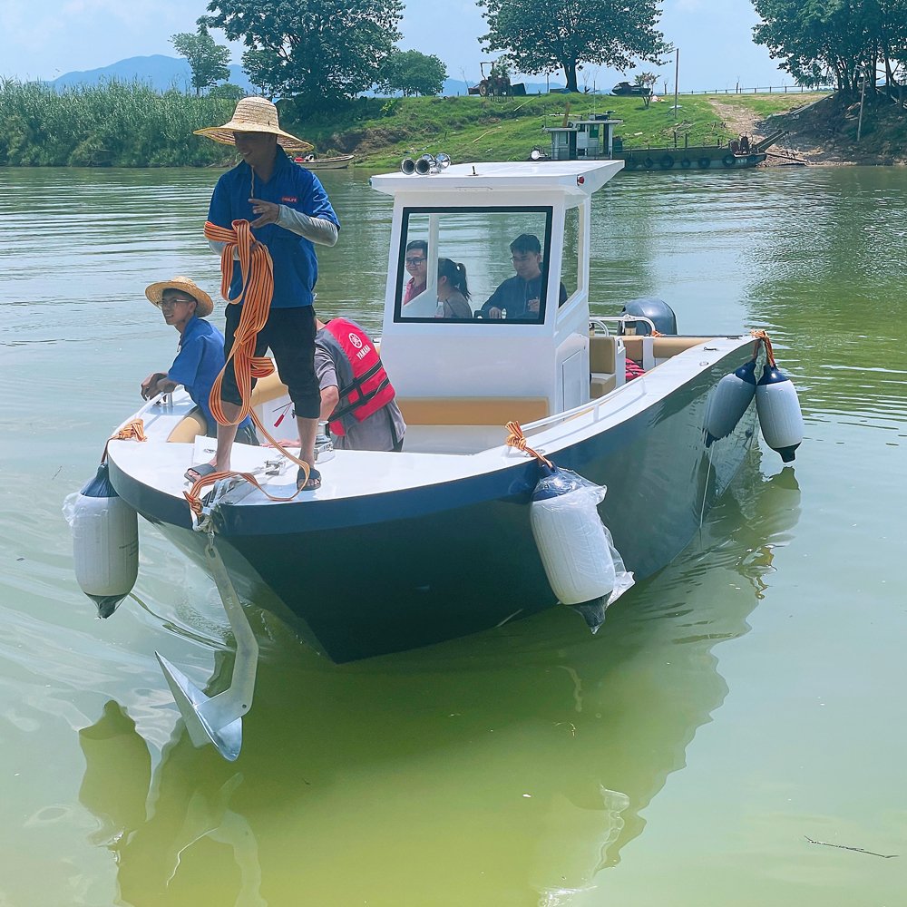 28FT Luxury Saltwater Deep-V Hull Aluminum Fishing Vessel with Hardtop Rod Holders Outboard Engine-For Sale