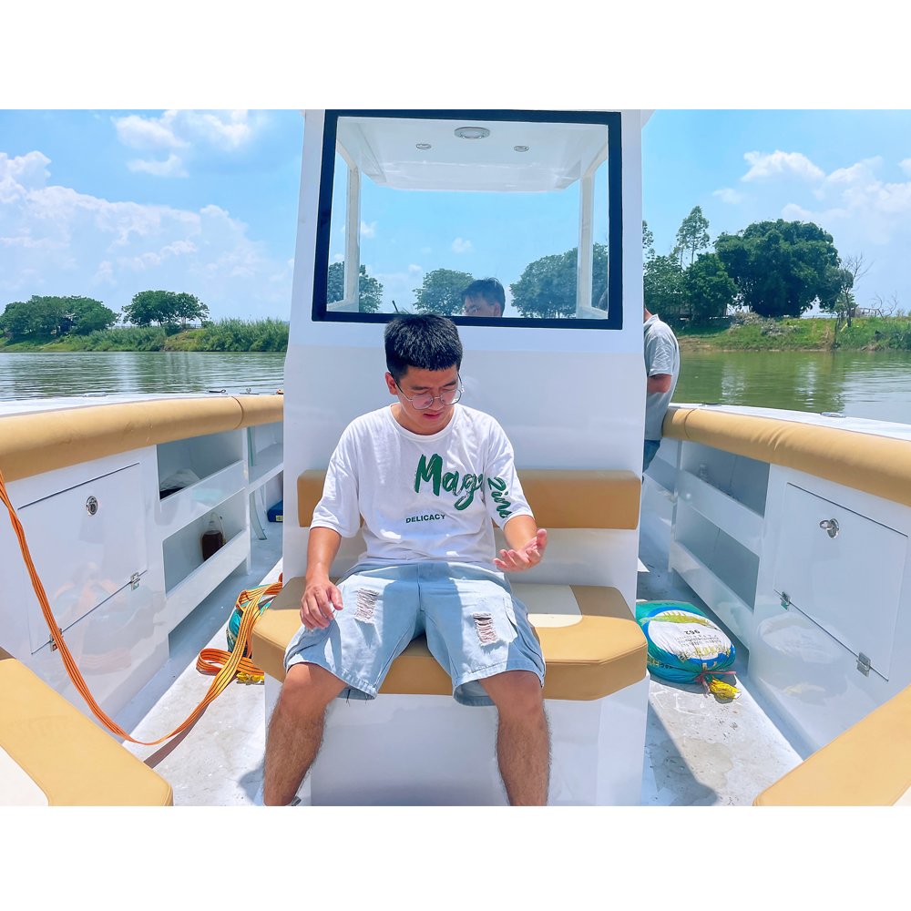 28FT Luxury Saltwater Deep-V Hull Aluminum Fishing Vessel with Hardtop Rod Holders Outboard Engine-For Sale