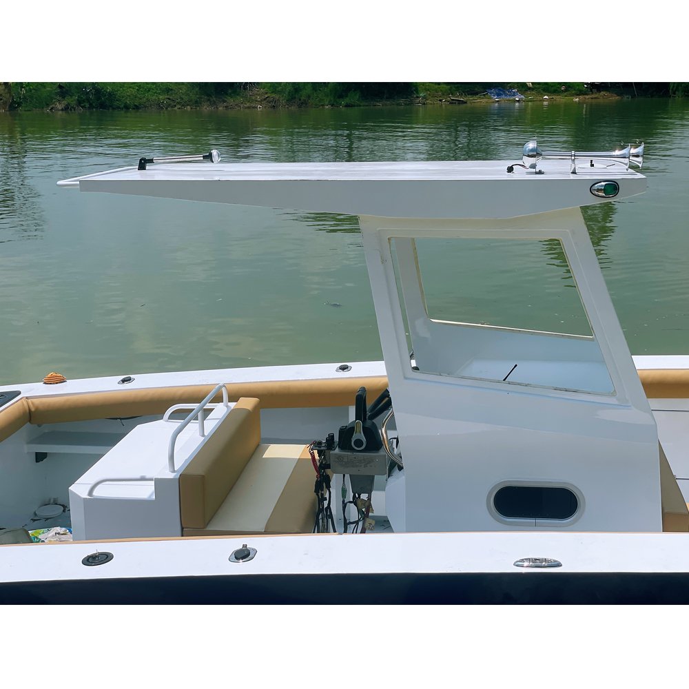 28FT Luxury Saltwater Deep-V Hull Aluminum Fishing Vessel with Hardtop Rod Holders Outboard Engine-For Sale
